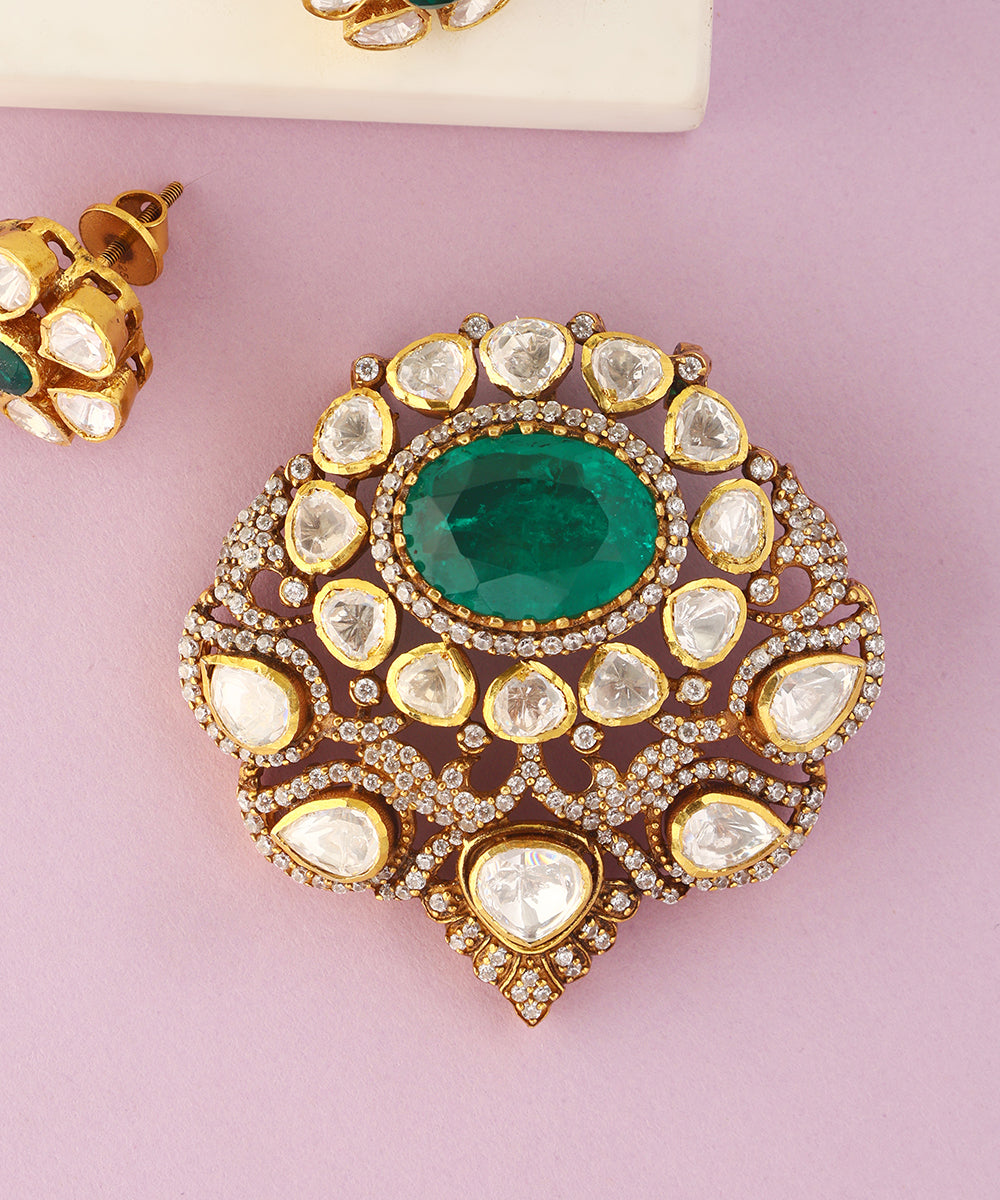 Keya_Handcrafted_Pure_Silver_Moissanite_Pendant_Set_WeaverStory_02