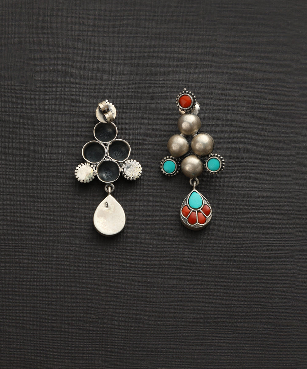 Chimlin_Turquoise_Handcrafted_Oxidised_Pure_Silver_Kundan_Earrings_WeaverStory_03