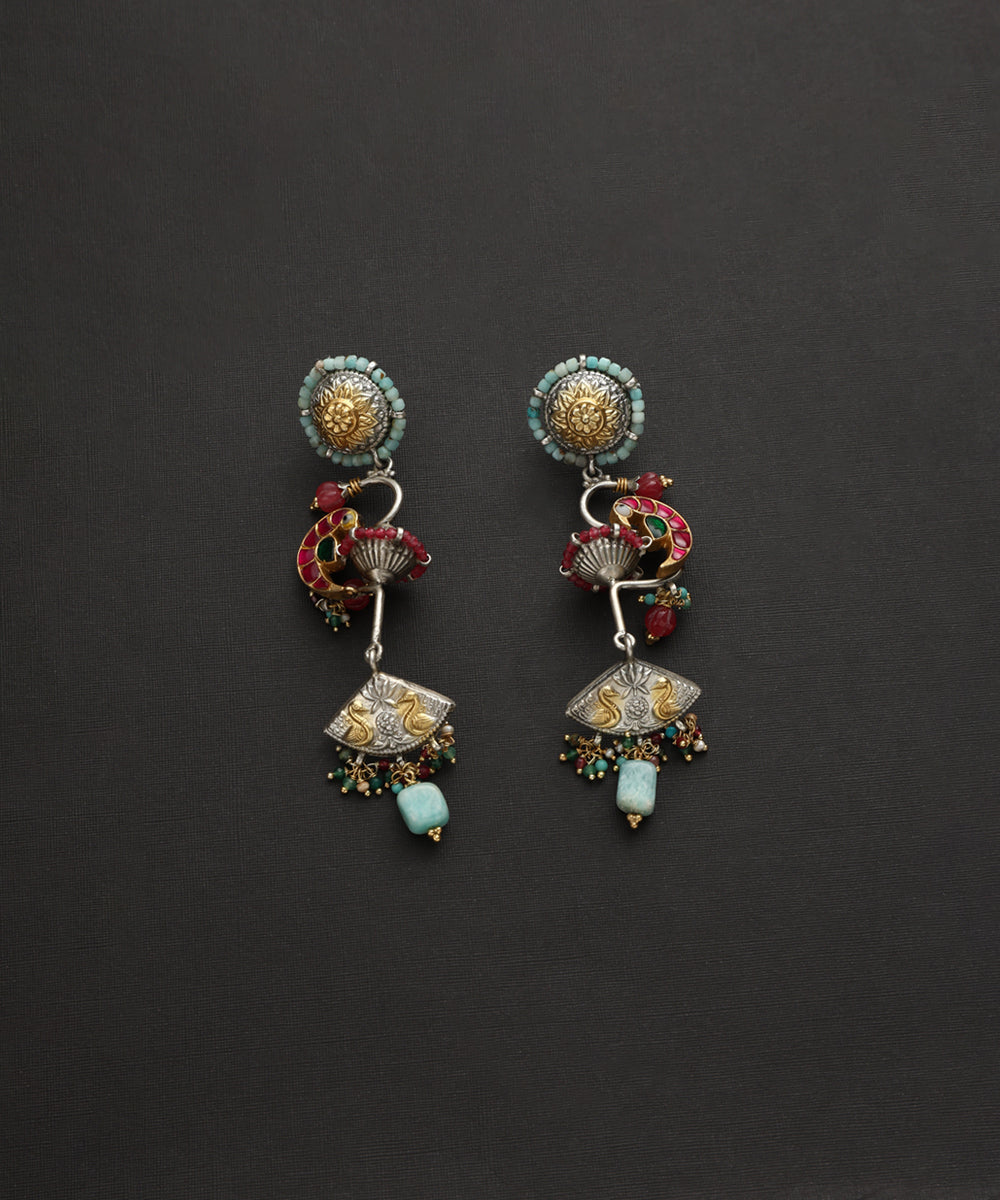 Arjen_Handcrafted_Oxidised_Pure_Silver_Kundan_Earrings_WeaverStory_02