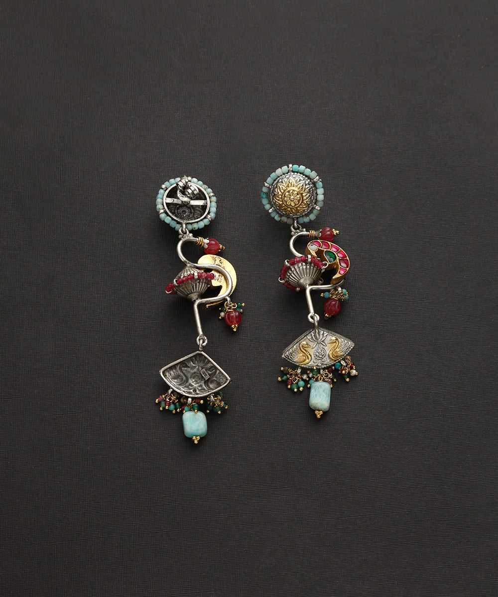 Arjen_Handcrafted_Oxidised_Pure_Silver_Kundan_Earrings_WeaverStory_03