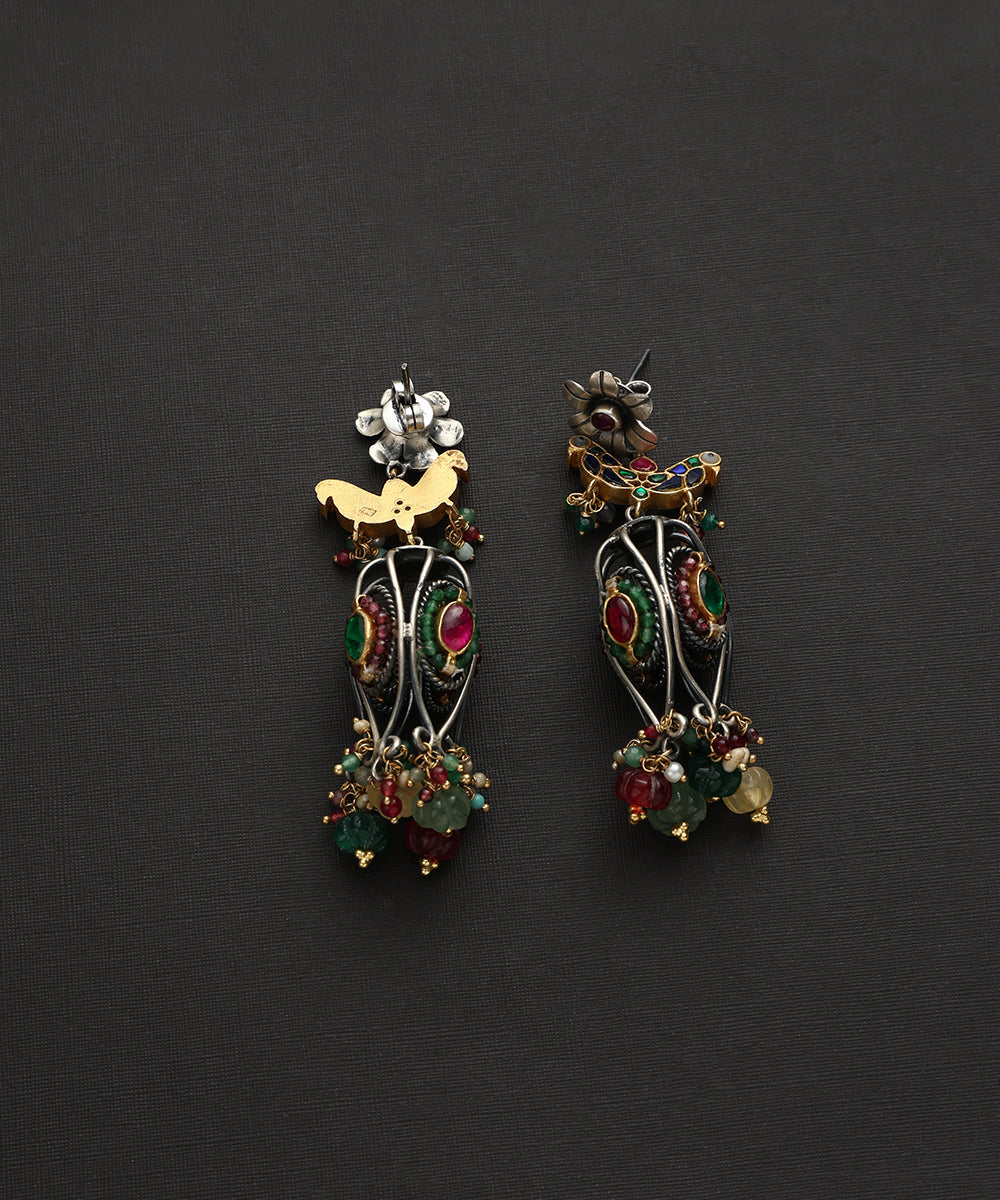 Devansh_Handcrafted_Oxidised_Pure_Silver_Kundan_Earrings_WeaverStory_03