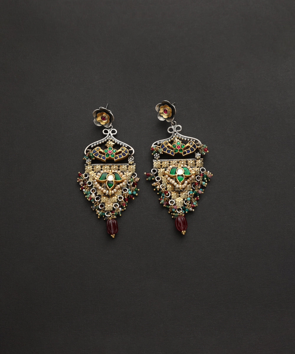Dhwani_Handcrafted_Oxidised_Pure_Silver_Kundan_Earrings_With_Pearls_WeaverStory_02
