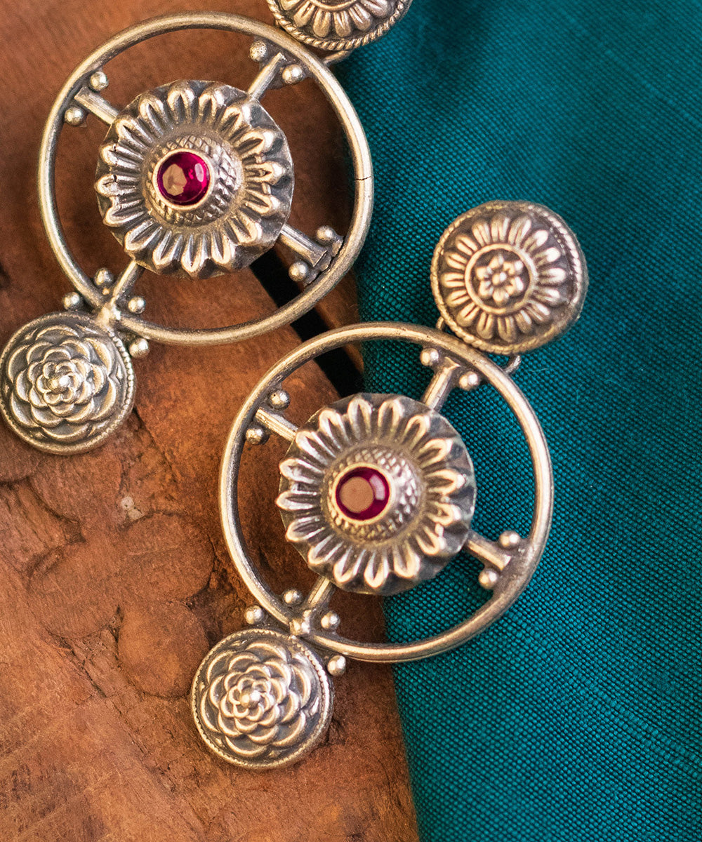 Nanda_Handcrafted_Oxidised_Pure_Silver_Earrings_with_Kempstones_WeaverStory_02