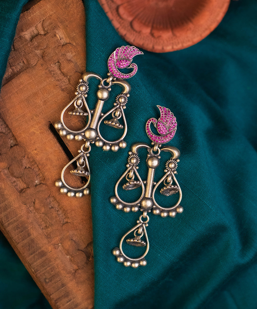 Parni_Handcrafted_Oxidised_Pure_Silver_Earrings_With_Kempstones_WeaverStory_01