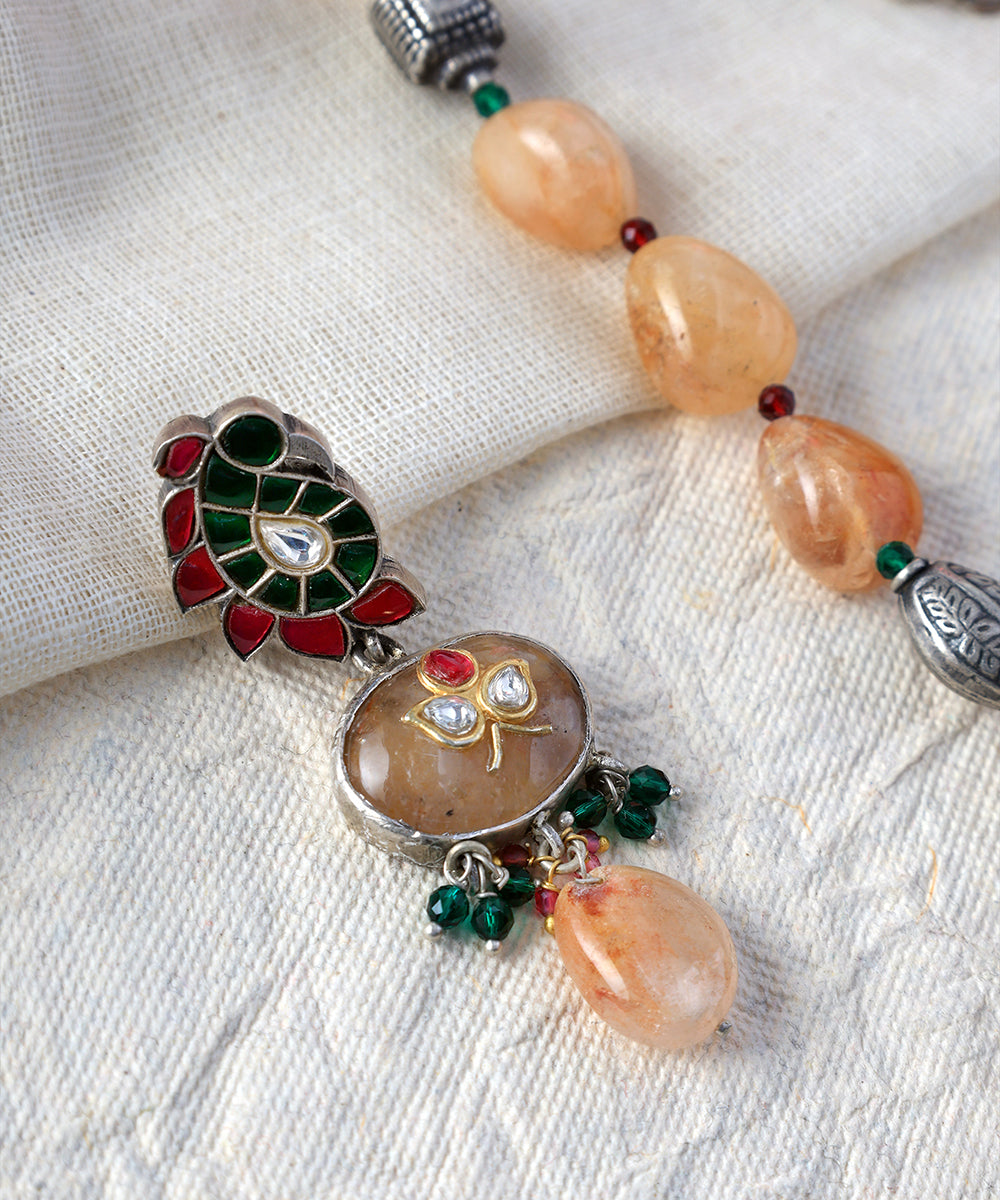 Alira_Handcrafted_Oxidised_Pure_Silver_Multicolor_Necklace_Set_Kundan_WeaverStory_03