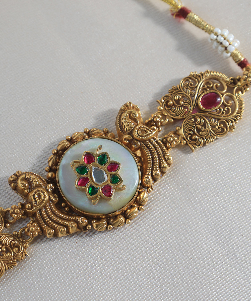 Elahi_Handcrafted_Golden_Pure_Silver_Necklace_With_Kundan_WeaverStory_02