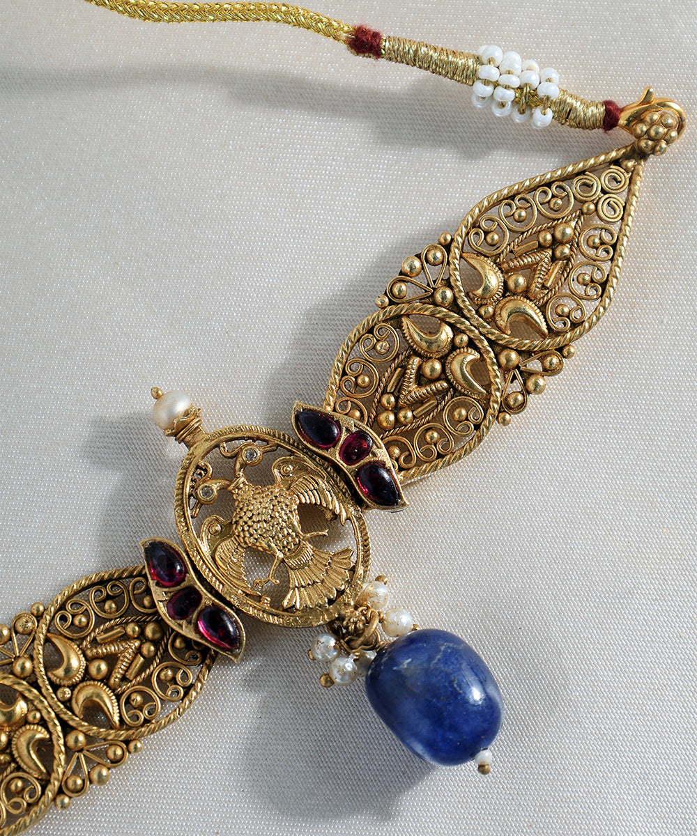 Bhavisha_Handcrafted_Golden_Pure_Silver_Necklace_With_Kundan_WeaverStory_02