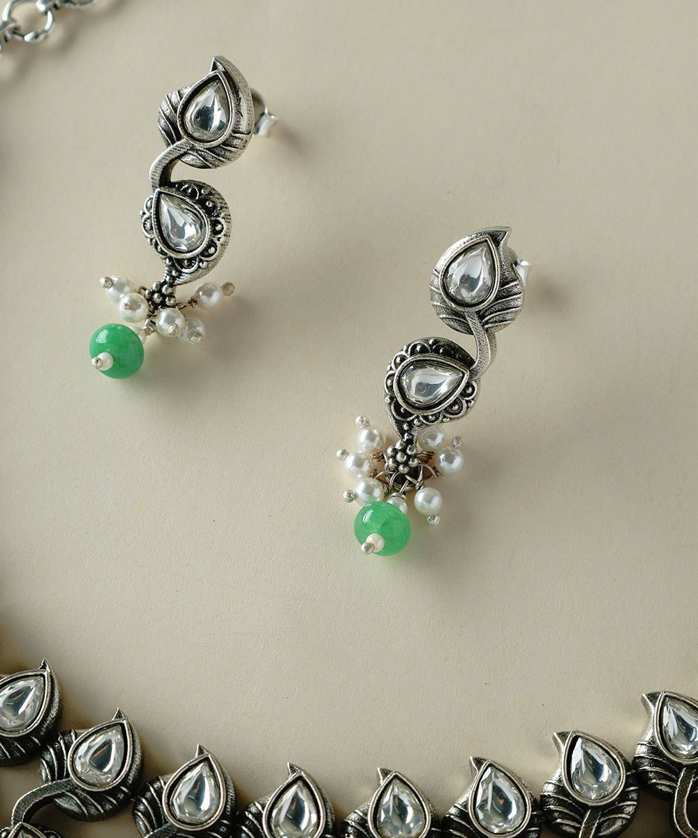 Pankhudi_Handcrafted_Oxidised_Pure_Silver_Necklace_Set_With_Pearls_WeaverStory_02