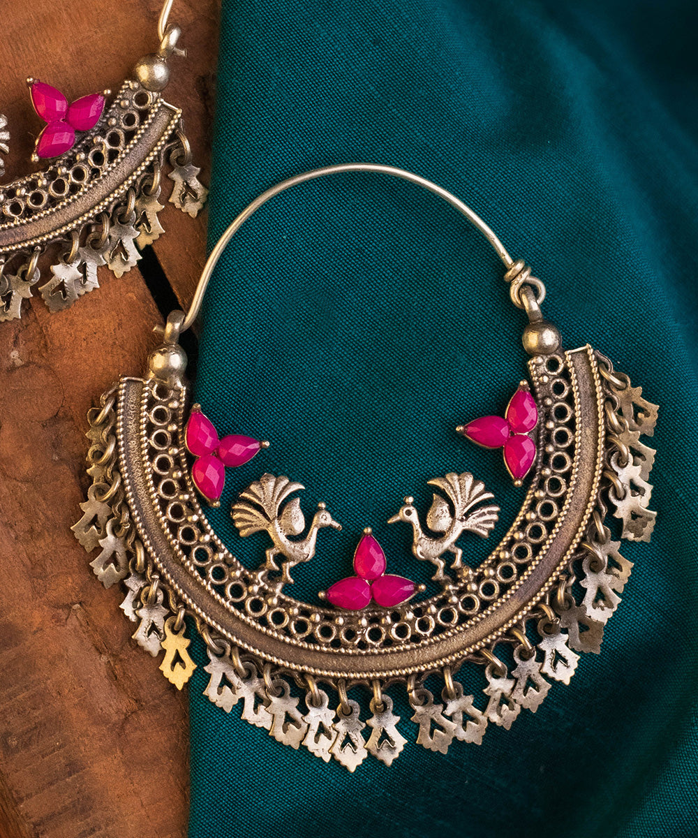 Chimayi_Handcrafted_Pure_Silver_Earrings_With_Ruby_WeaverStory_02