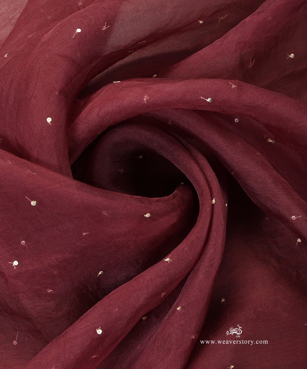 Dark_Plum_Hand_Embroidered_Organza_Dupatta_WeaverStory_05