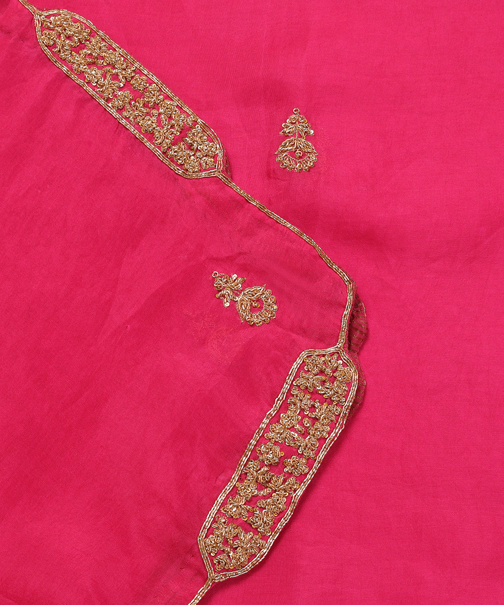 Hot_Pink_Organza_Dupatta_Scallop_Border_And_Booti_WeaverStory_04