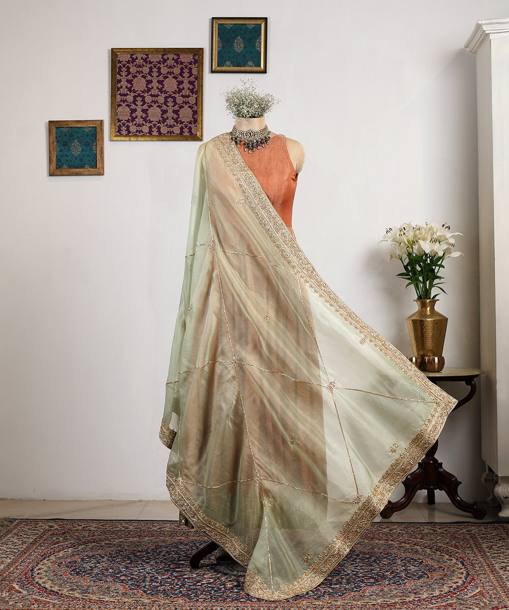 Pista_Green_Handloom_Organza_Dupatta_With_Hand_Embroidery_WeaverStory_01