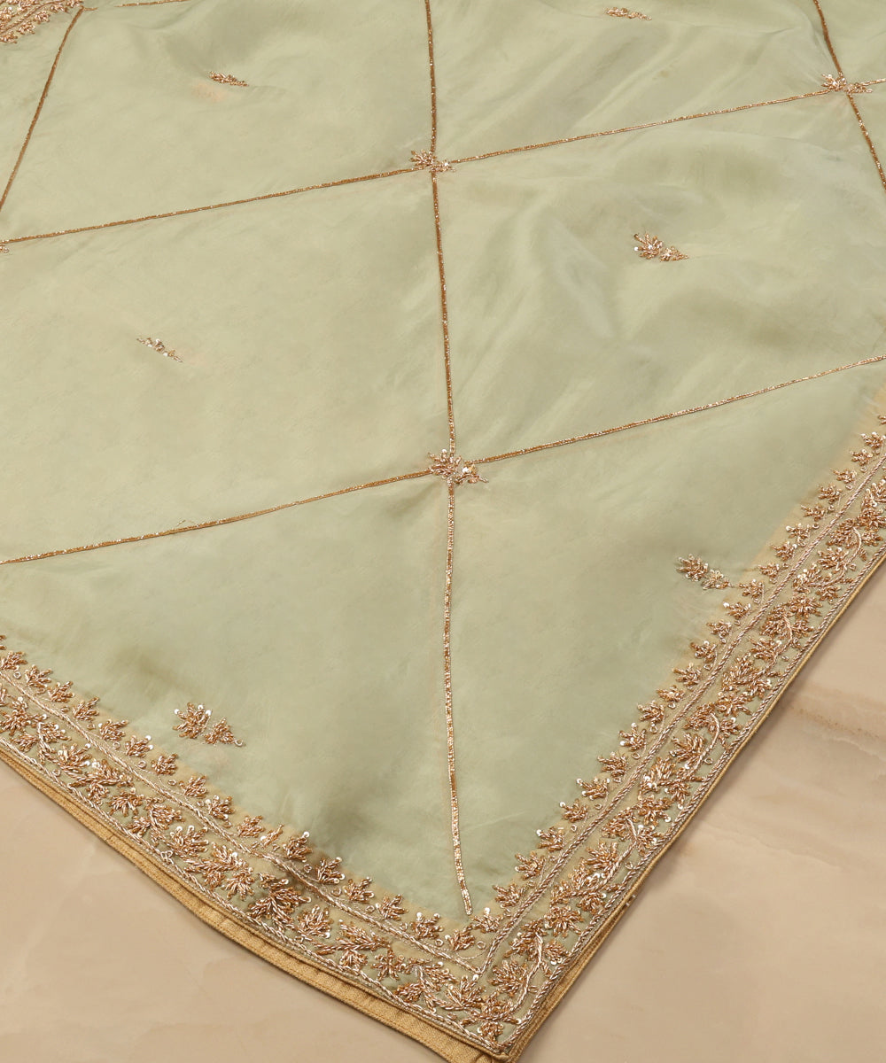 Pista_Green_Handloom_Organza_Dupatta_With_Hand_Embroidery_WeaverStory_03