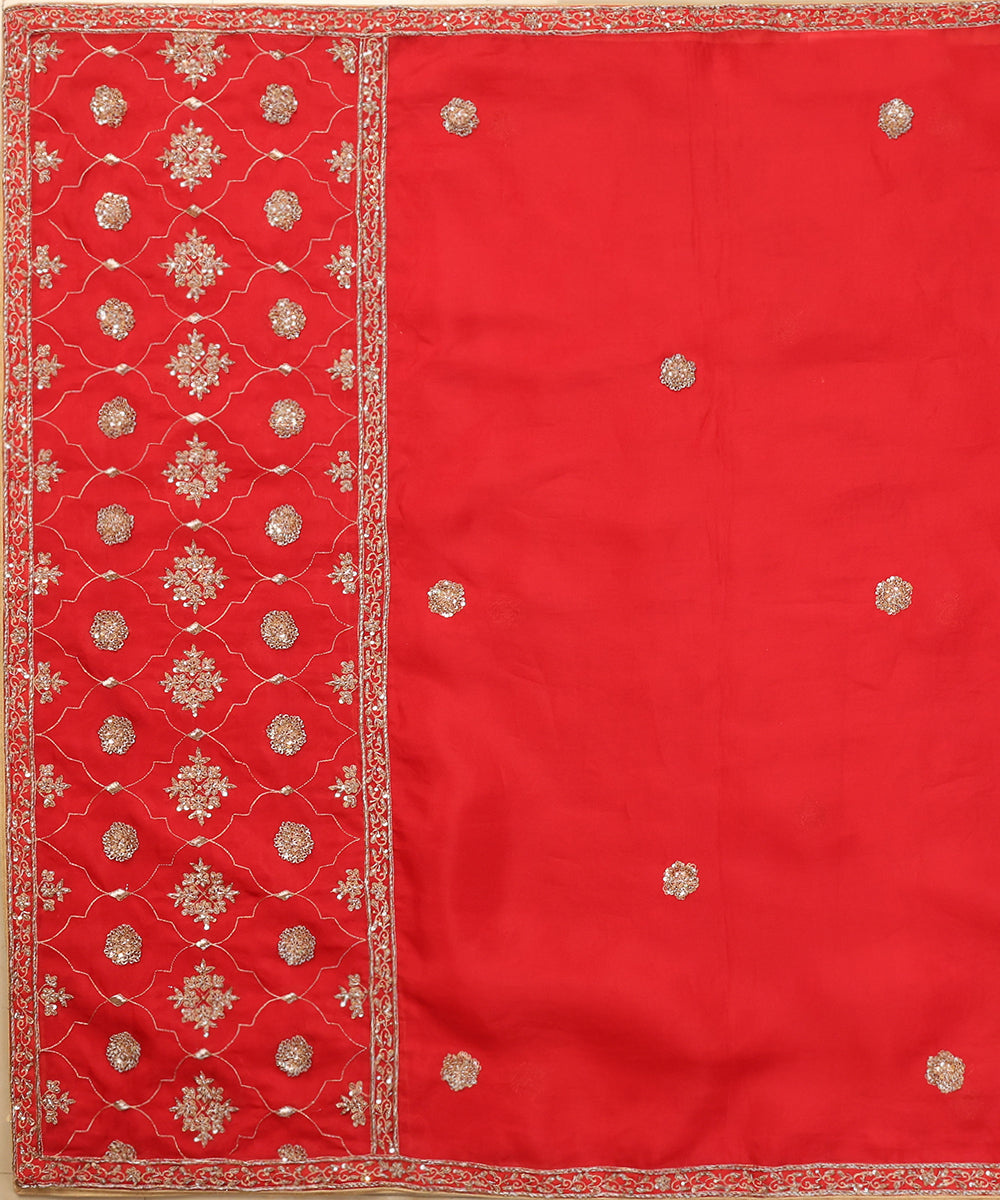 Red_Handloom_Organza_Dupatta_With_Hand_Embroidery_On_Palla_WeaverStory_02