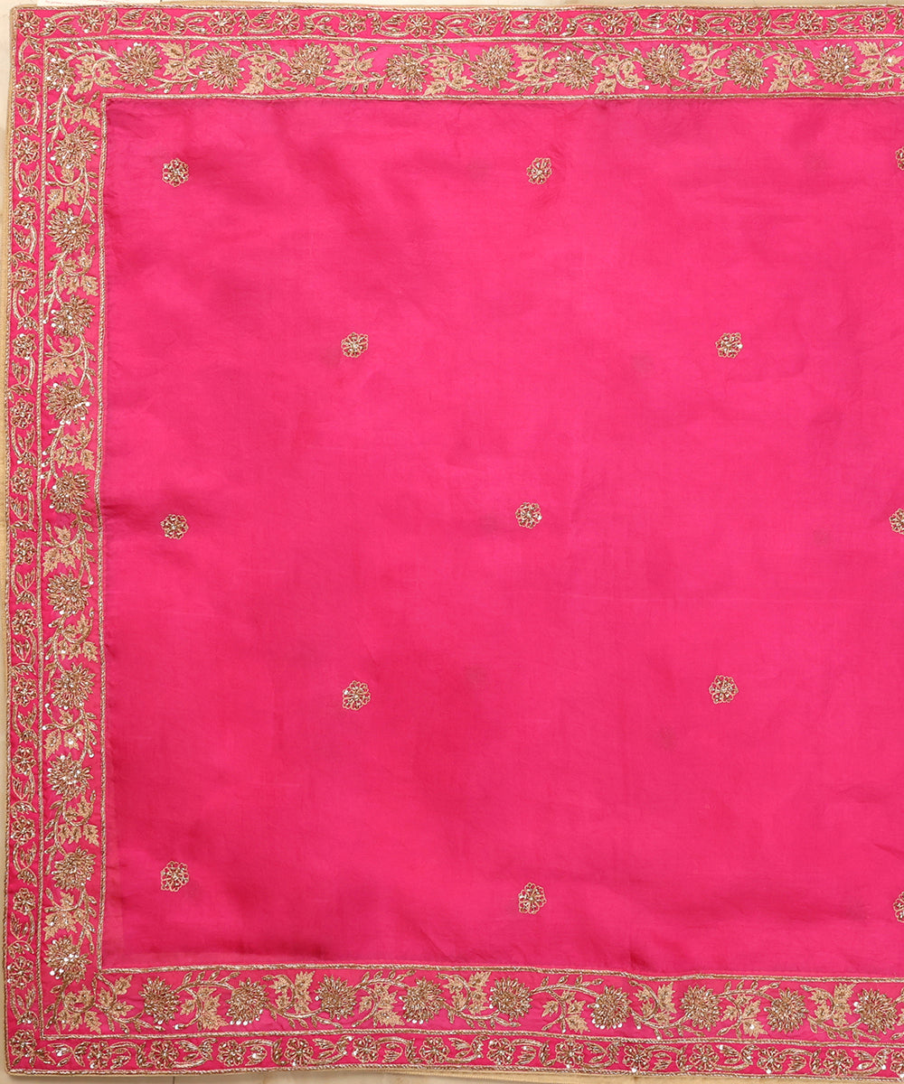 Hot_Pink_Handloom_Organza_Dupatta_With_Heavy_Double_Border_Embroidery_WeaverStory_02