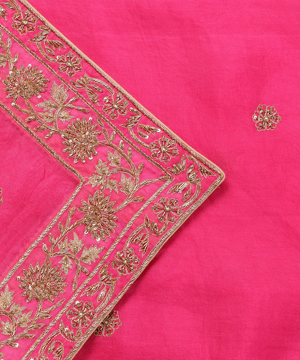 Hot_Pink_Handloom_Organza_Dupatta_With_Heavy_Double_Border_Embroidery_WeaverStory_04