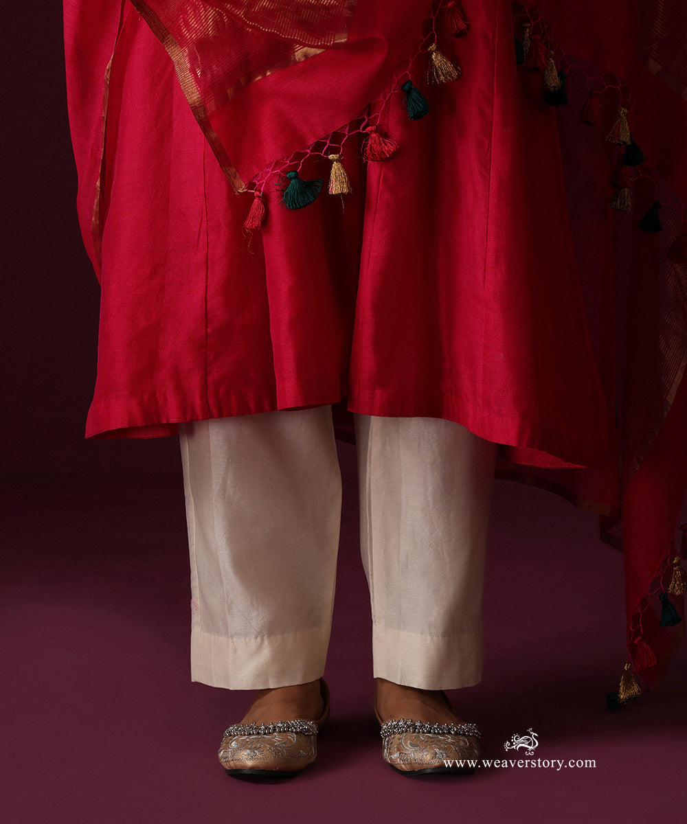 Inaya | Hot Pink Handwoven Chanderi Suit with Rangoli Boota Dupatta