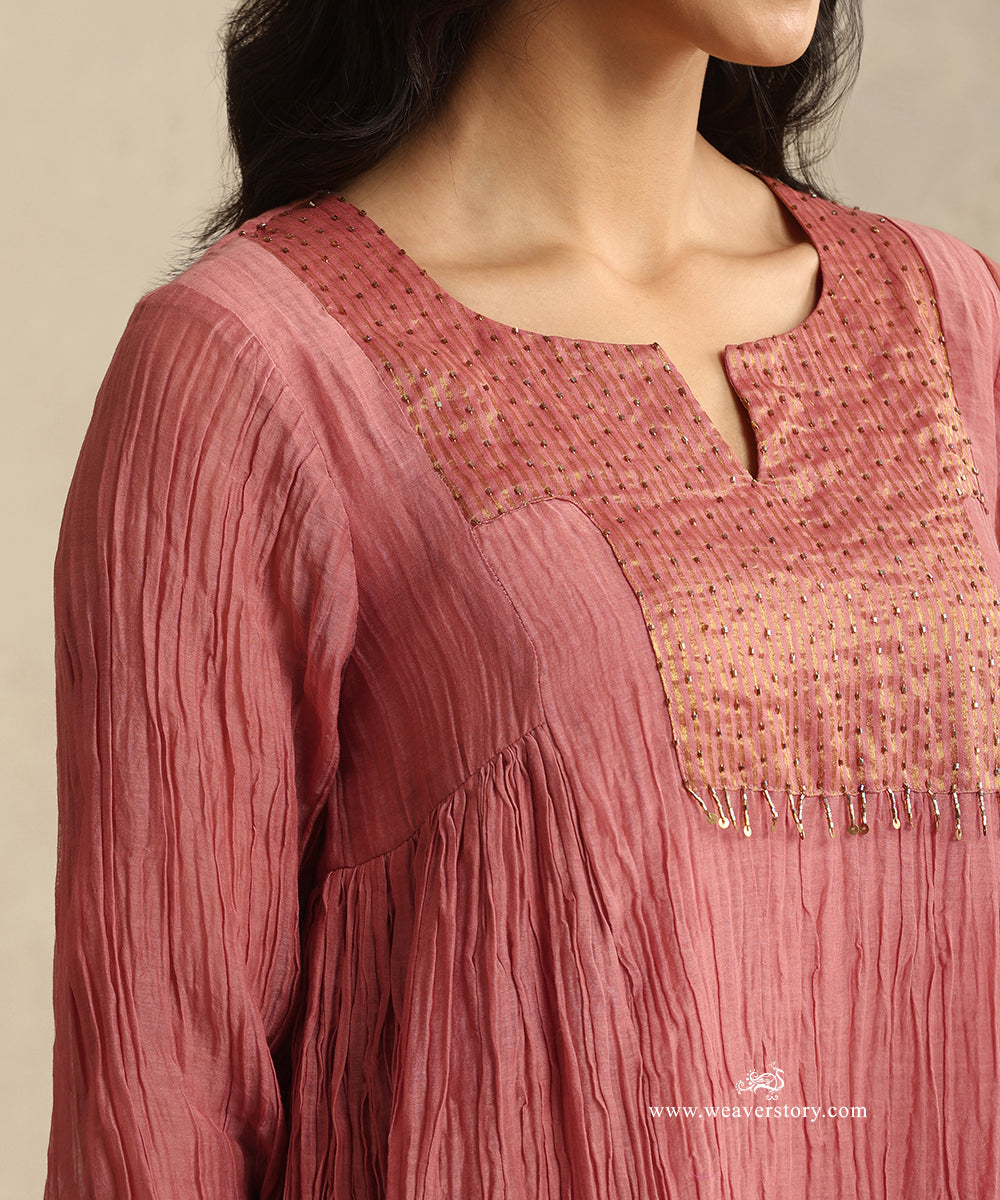Old_Rose_Handloom_Mul_Chanderi_Suit_Stripe_Tissue_Yoke_With_Embroiderd_Pant_WeaverStory_05