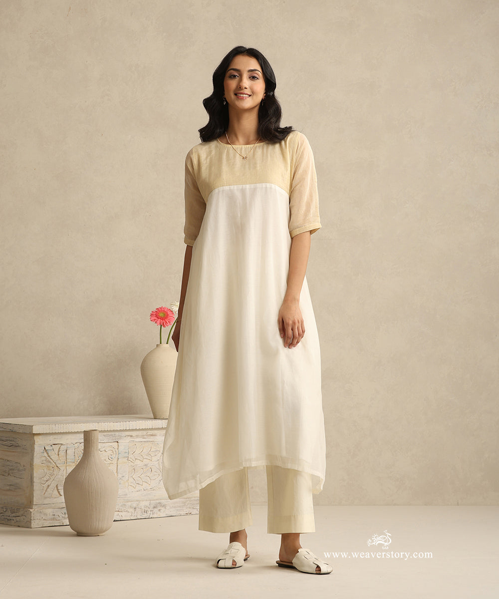 White_Handloom_Mul_Chanderi_Suit_Cotton_Tissue_Yoke_With_Plane_Pant_WeaverStory_02