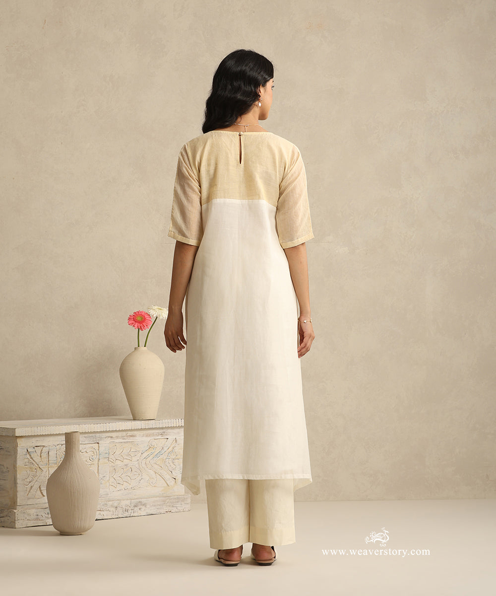 White_Handloom_Mul_Chanderi_Suit_Cotton_Tissue_Yoke_With_Plane_Pant_WeaverStory_03