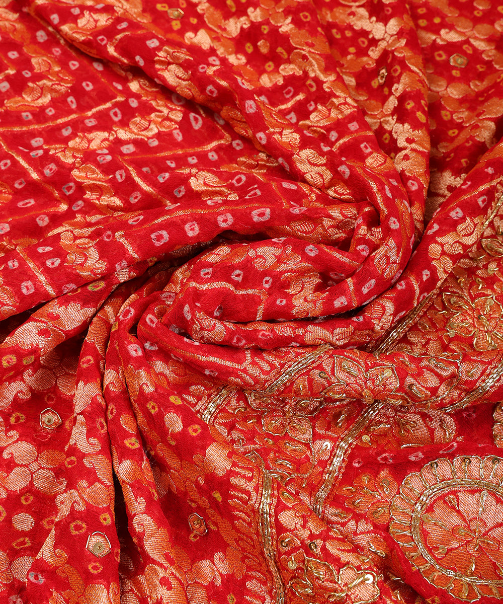 Red_Bandhani_Dupatta_With_Hand_Embroidery_WeaverStory_05