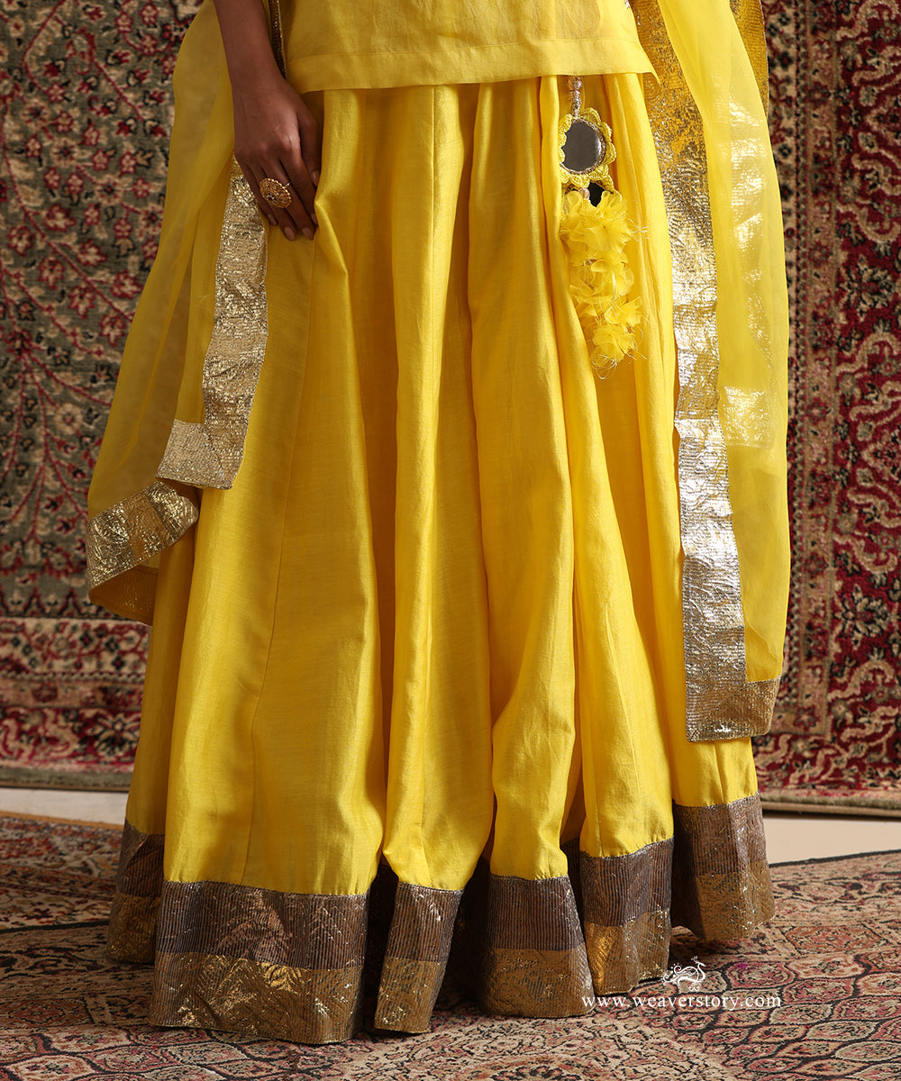 Yellow_Chanderi_Silk_Lehenga_Blouse_Organza_Hand_Embroiderd_Top_with_Organza_Dupatta_WeaverStory_06