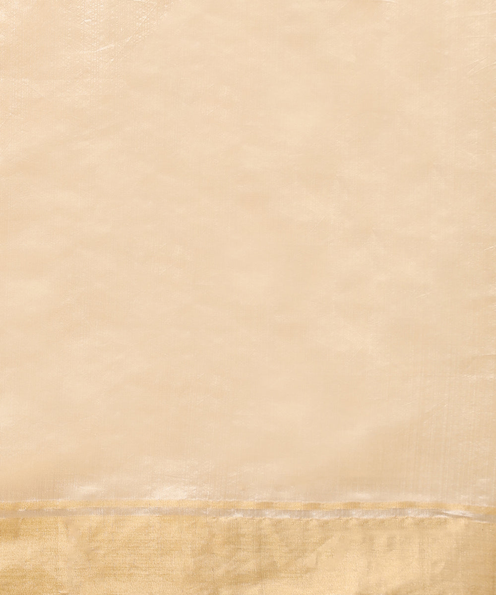 Beige_Handloom_Pure_Silk_Chanderi_Saree_With_Stripped_Tissue_Facing_And_Blue_Pining_WeaverStory_05