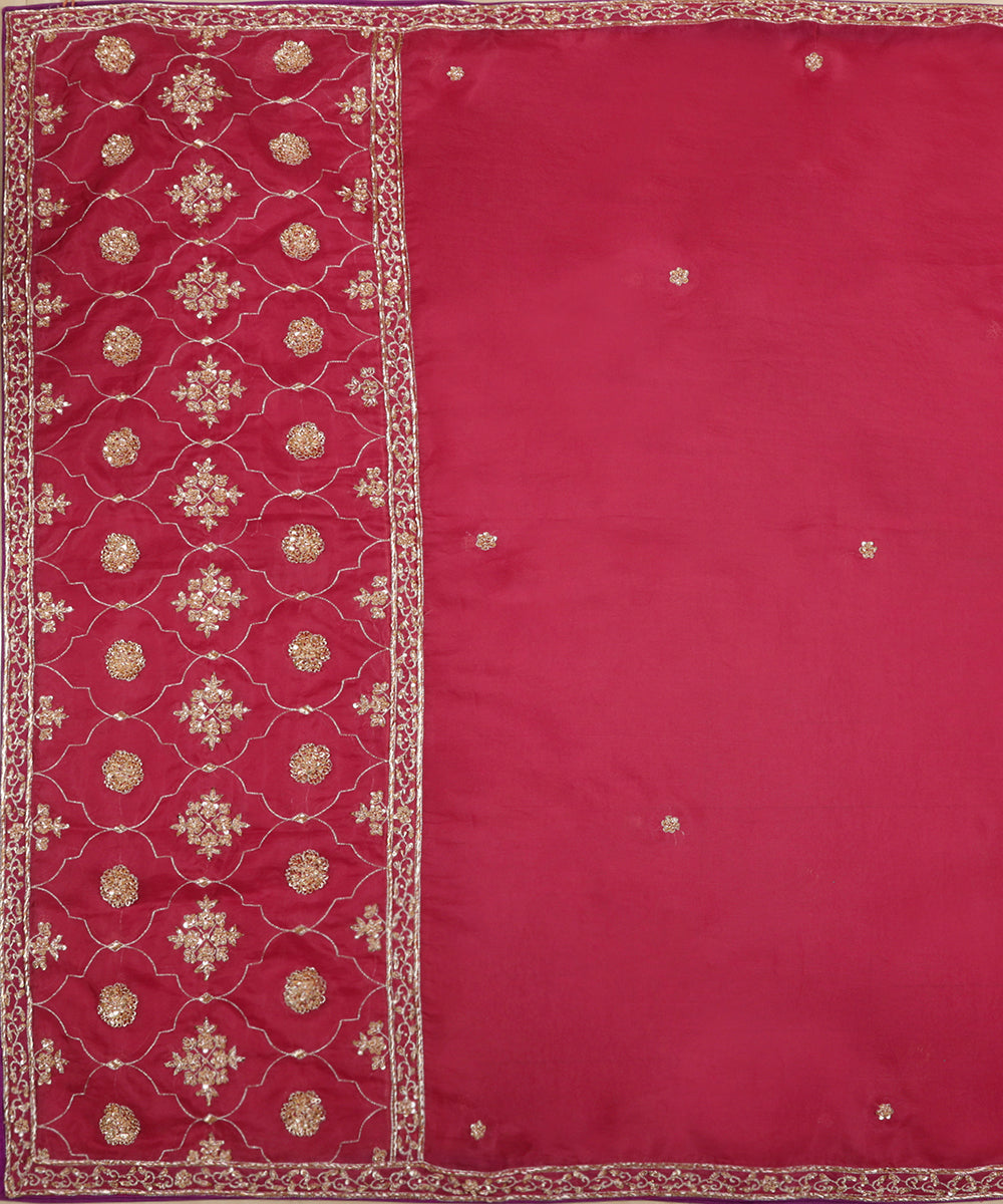 Magenta_Handloom_Organza_Dupatta_With_Zardozi_Hand_Embroidery_WeaverStory_02