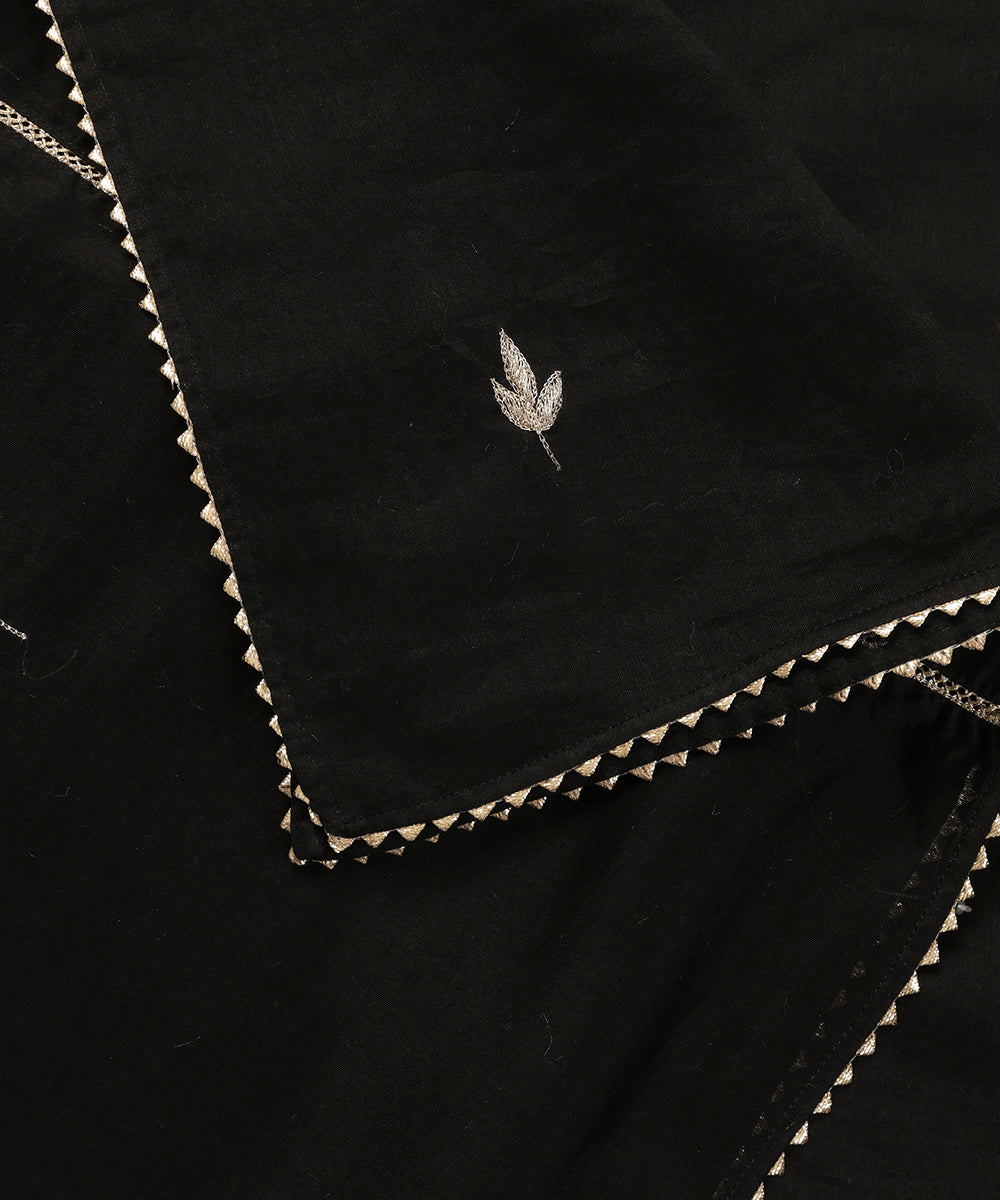Black_Handloom_Chanderi_Silk_Dupatta_With_Embroidery_WeaverStory_04