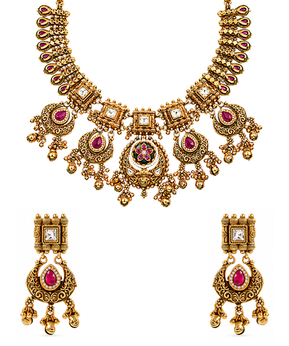Rani Gulabi Temple Choker Set