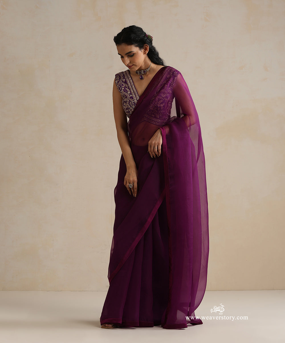 Purple_Pure_Organza_Saree_With_Satin_Finishing_WeaverStory_01