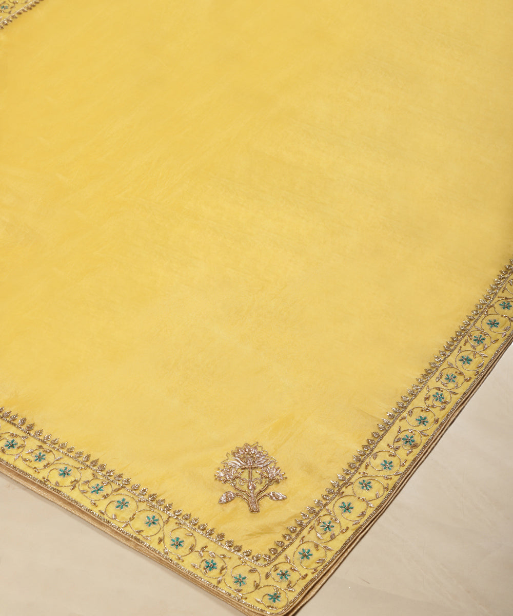 Yellow_Handloom_Organza_With_Meenakari_Zardozi_Embroidered_Dupatta_WeaverStory_03