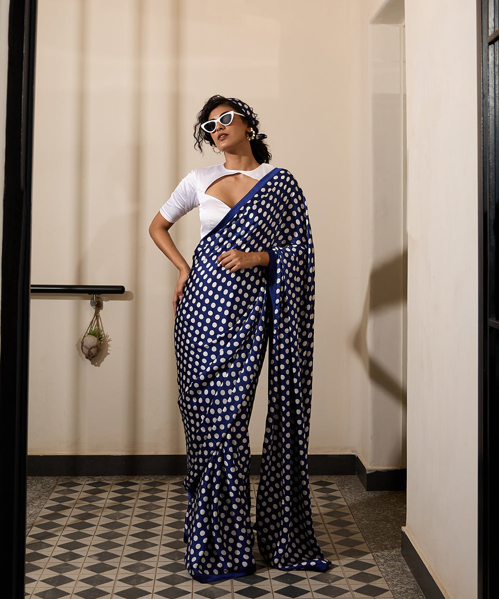 Blue_Moon_Sari_–_Royal_Blue_Polka_Dot_Satin_WeaverStory_01