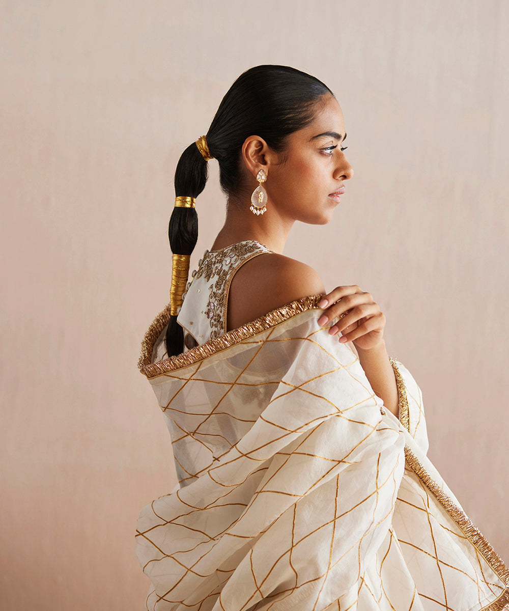 Afsana Handloom White Organza Top With Gharara And Embroidered Dupatta Ready To Wear Silk Ensembles