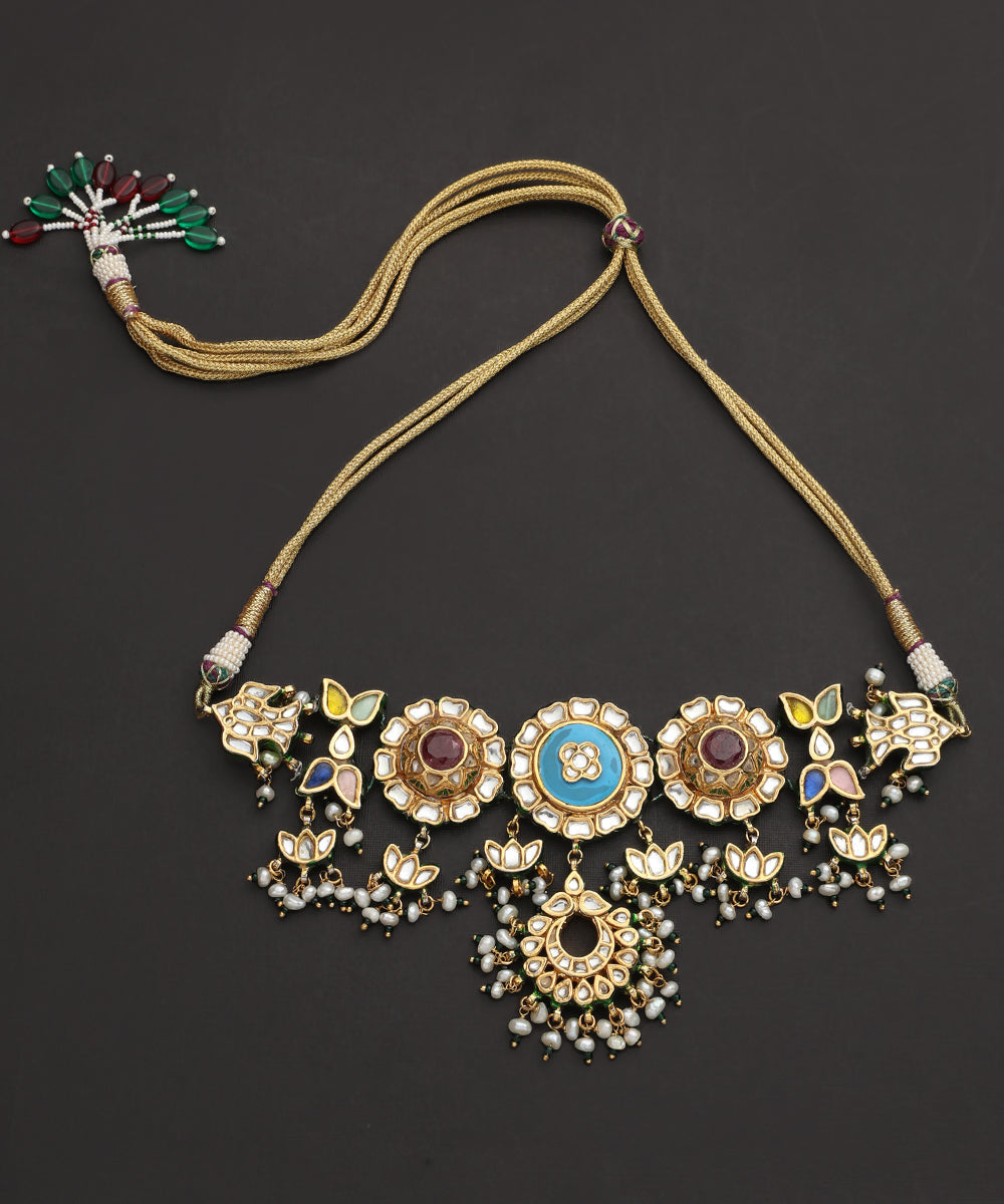 Maysan_Handcrafted_Silver_Choker_Necklace_With_Multicolor_Stones_And_Freshwater_Pearls_WeaverStory_02