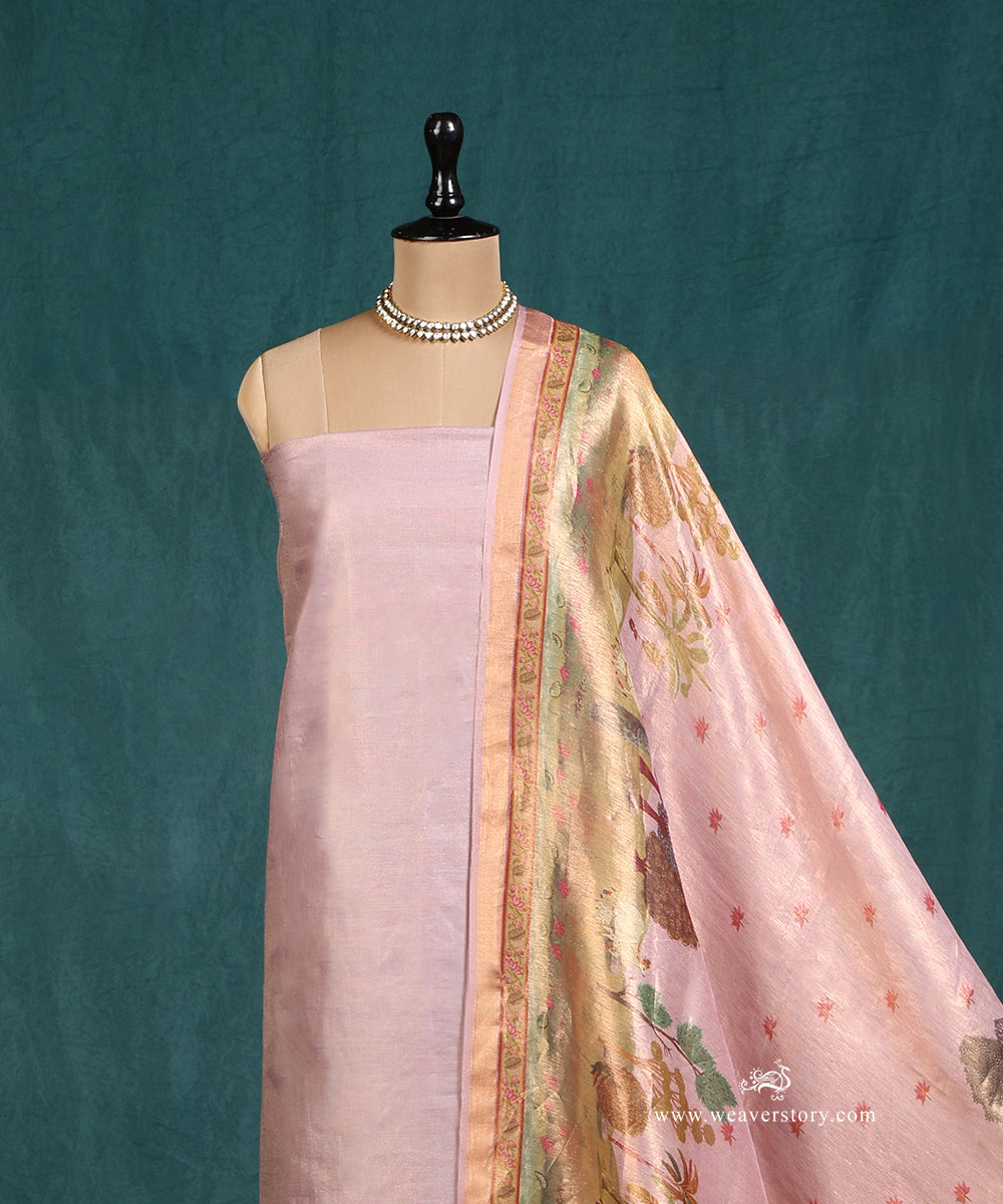 Handloom_Mauve_Pure_Cotton Tissue_Banarasi_Suit_Set_Fabric_With_Printed_Nandi_Motif_Dupatta_WeaverStory_03