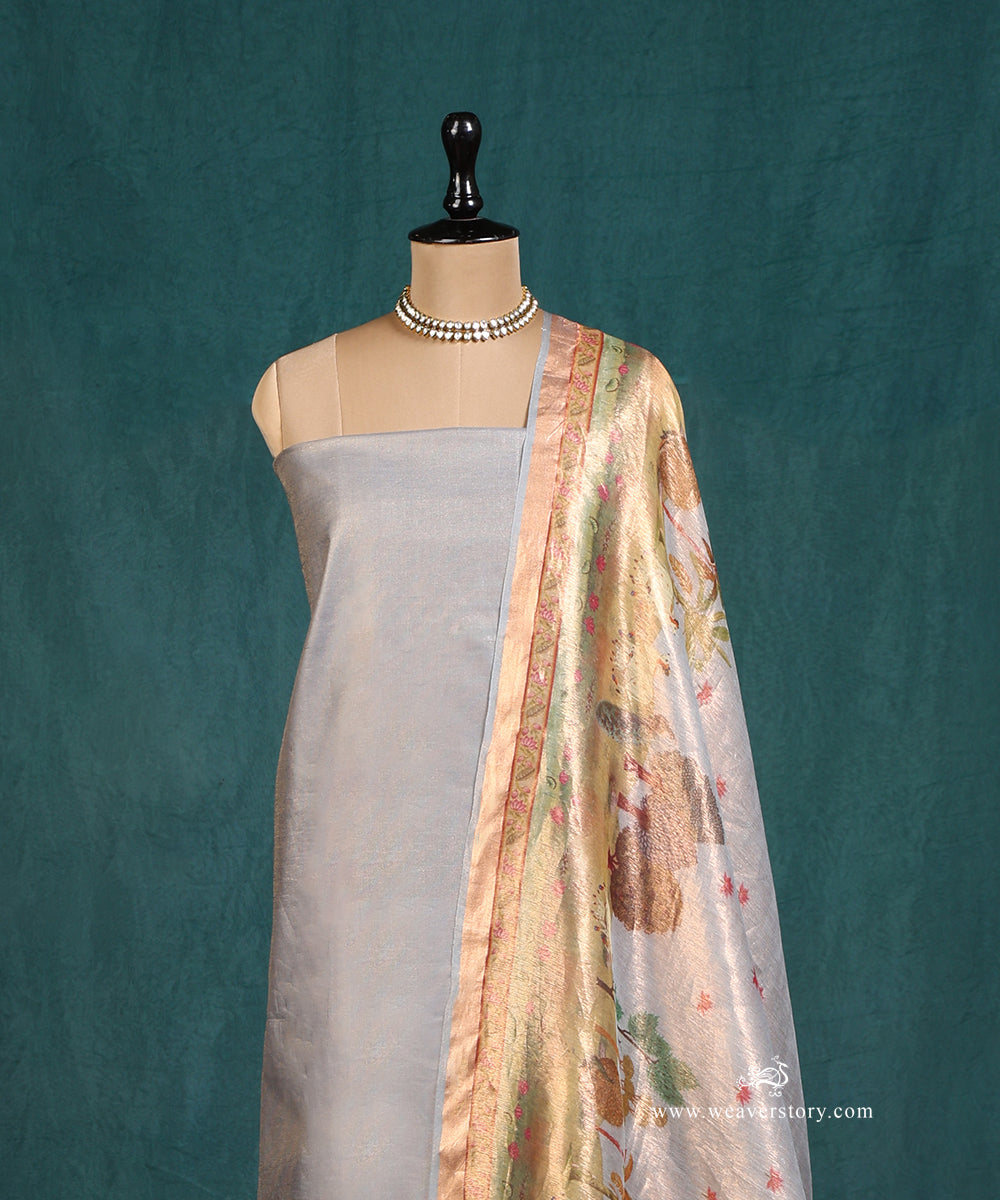 Grey_Handloom_Pure_Cotton_Tissue_Banarasi_Suit_Set_Fabric_With_Printed_ Nandi_Motif_Dupatta_WeaverStory_03