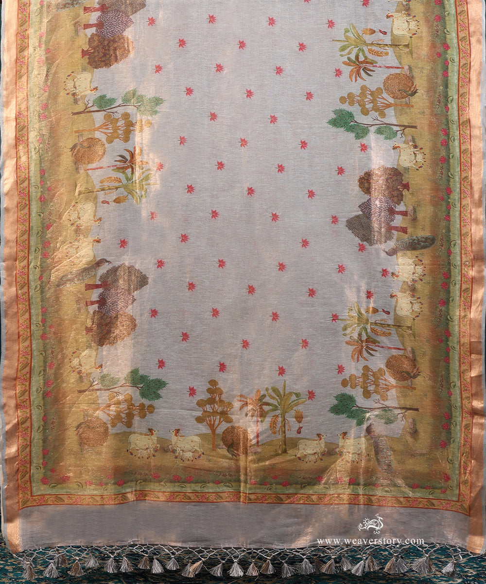 Grey_Handloom_Pure_Cotton_Tissue_Banarasi_Suit_Set_Fabric_With_Printed_ Nandi_Motif_Dupatta_WeaverStory_04