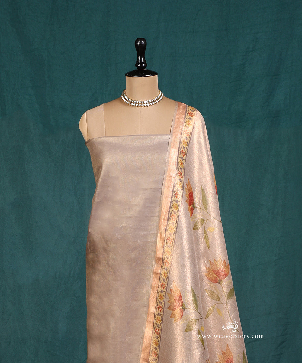 Handloom_Dusty_Grey_Pure_Cotton_Tissue_Banarasi_Suit_Set_Fabric_With_Printed_ Nandi_Lotus_Dupatta_WeaverStory_03