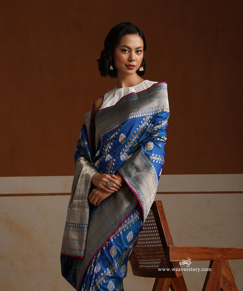 Peacock_Blue_Handloom_Pure_Katan_Silk_Banarasi_Saree_With_Kadhwa_Jaal_WeaverStory_02