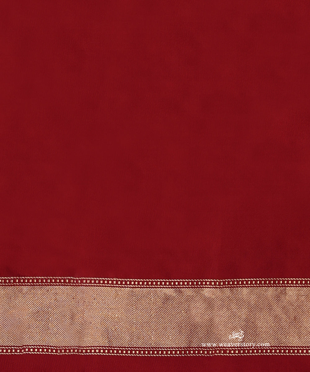 Red_Plain_Handloom_Pure_Katan_Silk_Banarasi_Saree_With_Meenakari_Border_WeaverStory_05