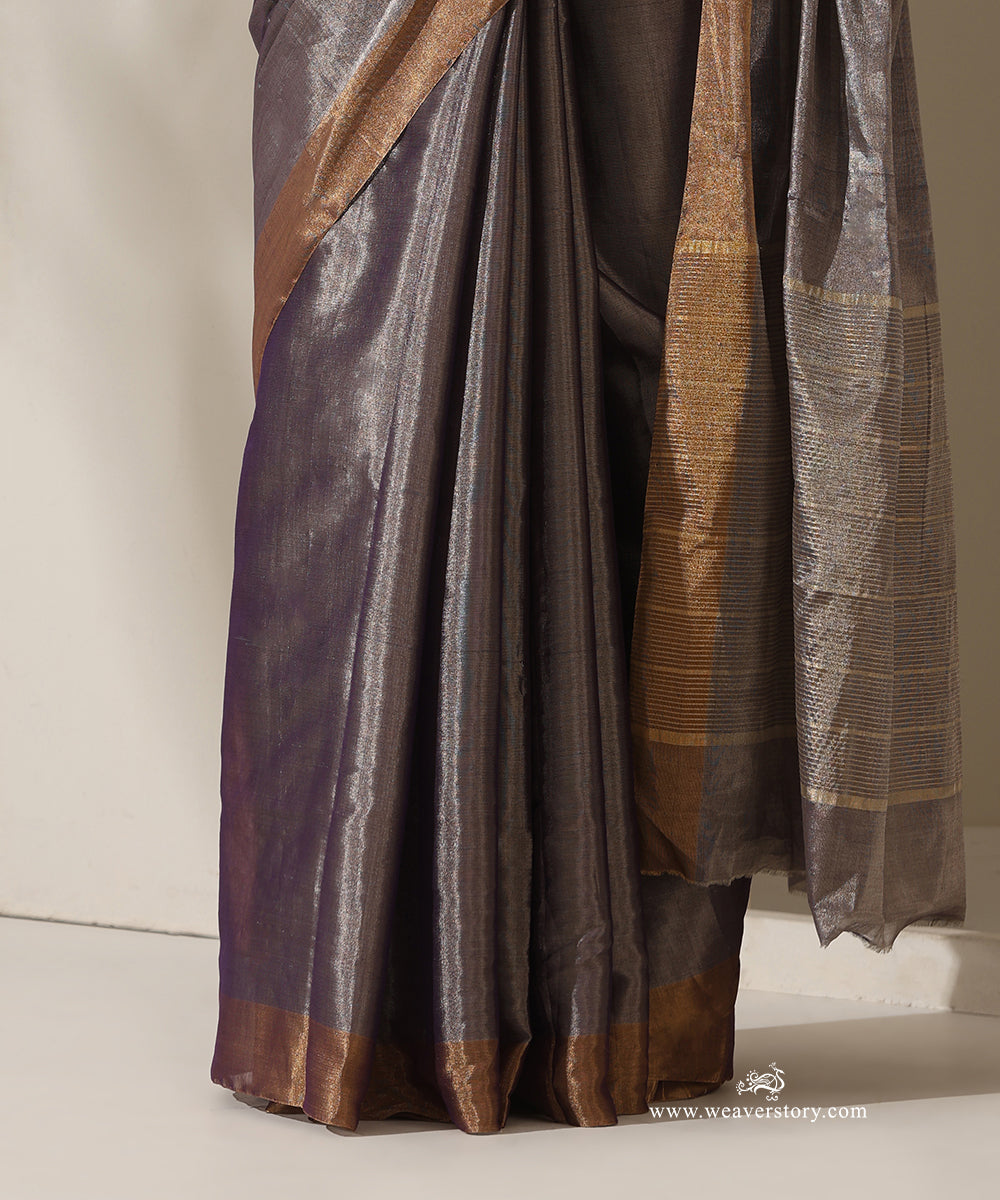 Purple_Handloom_Tissue_Chanderi_Silver_Zari_Saree_With_Gold_Zari_Border_WeaverStory_04