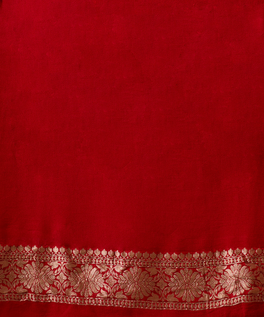 Red_Handloom_Pure_Georgette_Banarasi_Saree_With_Polka_Dots_WeaverStory_05