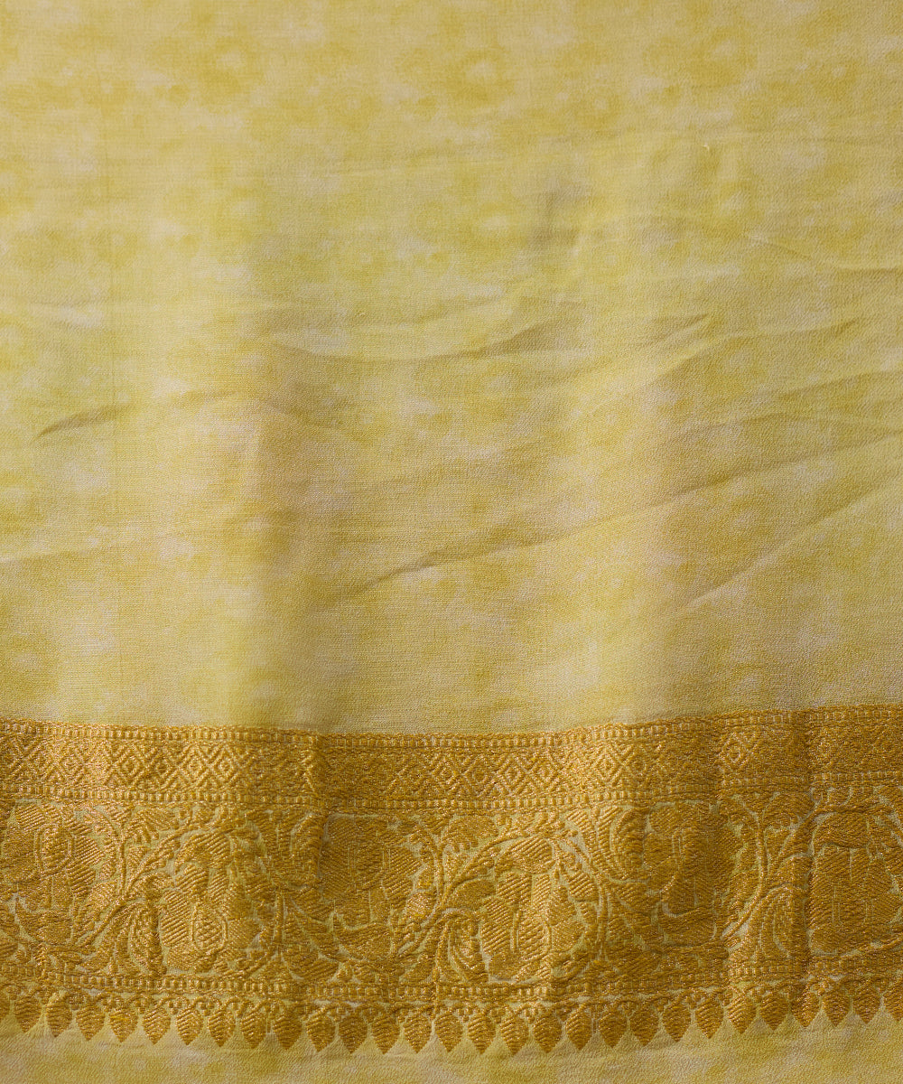 Handloom_Beige_Pure_Georgette_Banarasi_Saree_With_Printing_And_Kadhwa_Border_WeaverStory_05