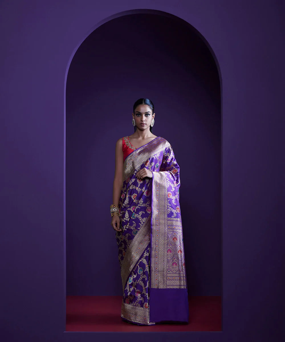 Handloom_Lavender_Pure_Chanderi_Silk_Saree_With_Gugnu_Booti_WeaverStory_02