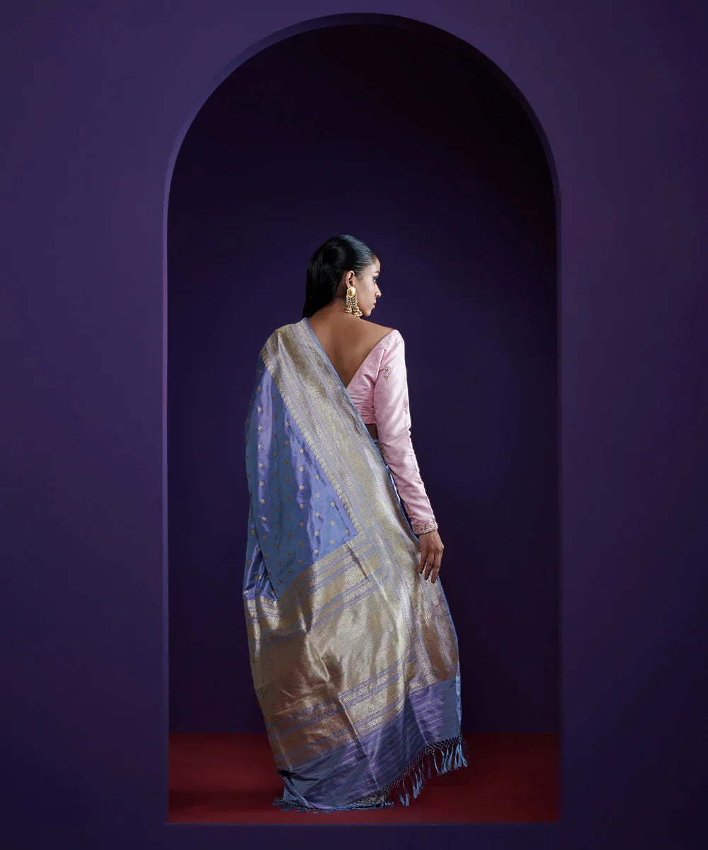 Purple_Handloom_Pure_Chanderi_Silk_Saree_With_Broad_Zari_Border_And_Floral_Sunflower_Motifs_WeaverStory_03