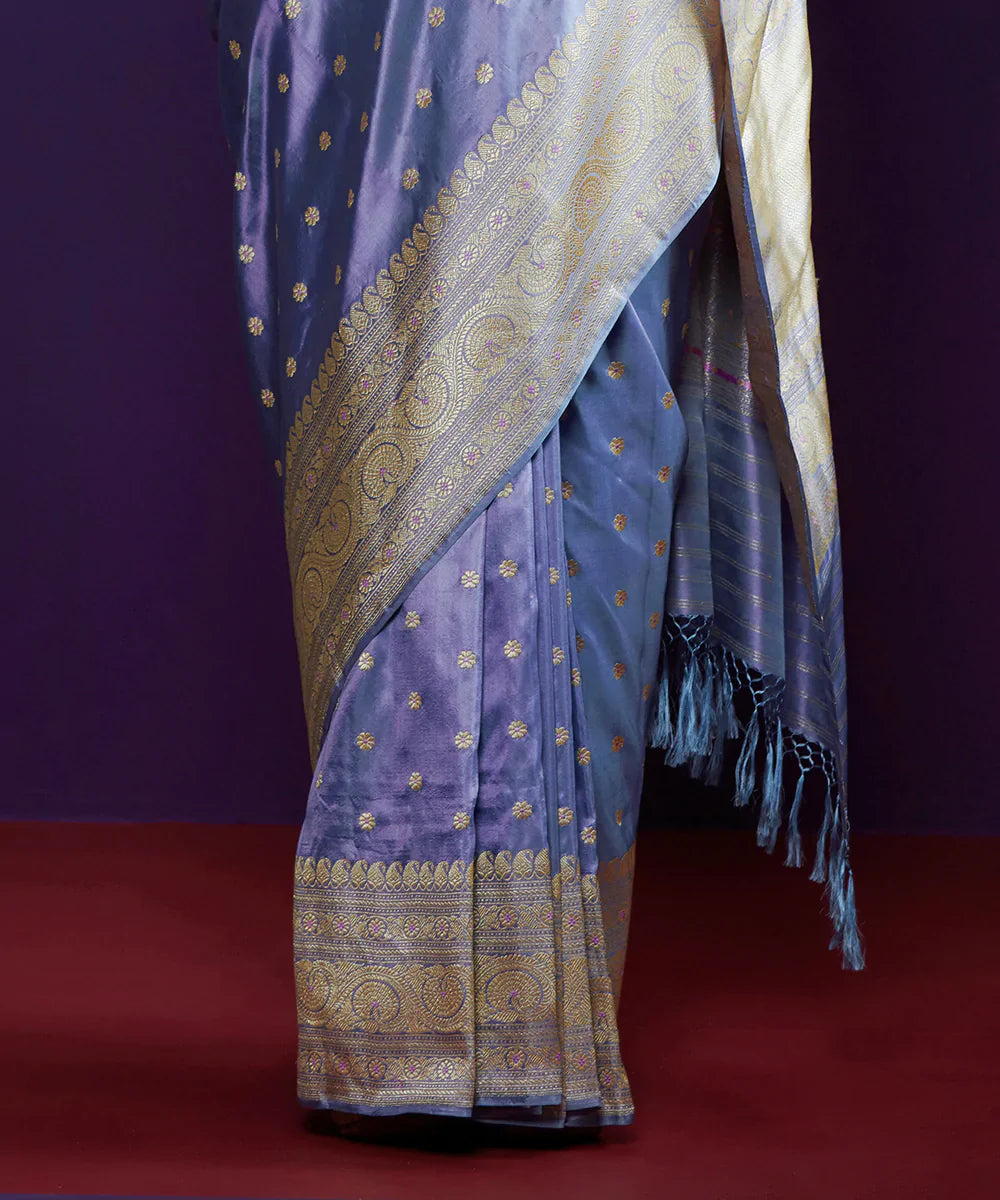 Purple_Handloom_Pure_Chanderi_Silk_Saree_With_Broad_Zari_Border_And_Floral_Sunflower_Motifs_WeaverStory_04