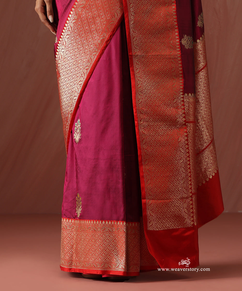 Maroon_Handloom_Pure_Katan_Silk_Saree_With_Floral_Boota_And_Ambi_Motif_Border_WeaverStory_04