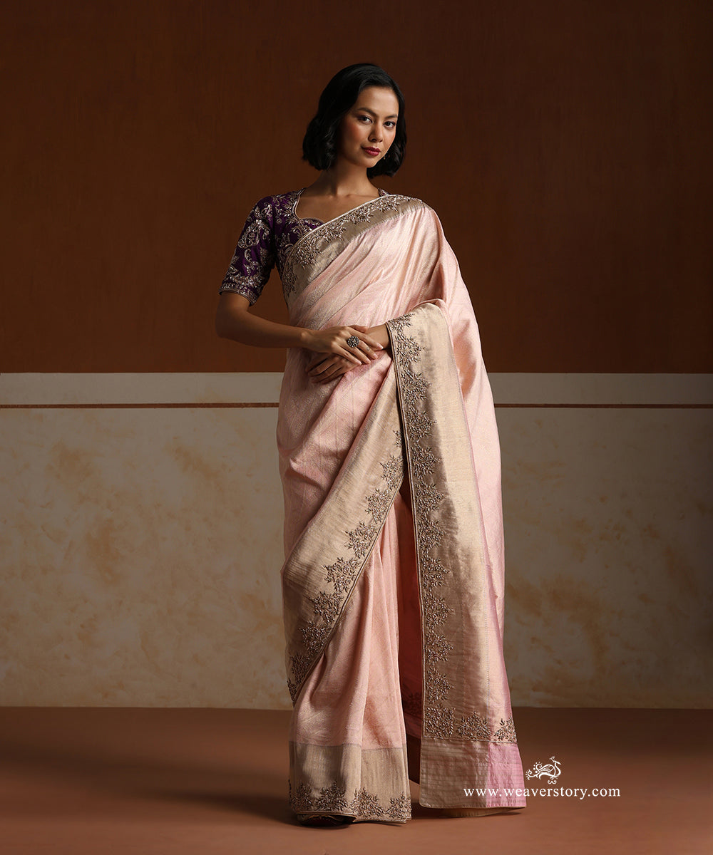 Pink_Zari_Handloom_Tanchoi_Pure_Katan_Silk_Banarasi_Sareee_With_Grey_Border_WeaverStory_01