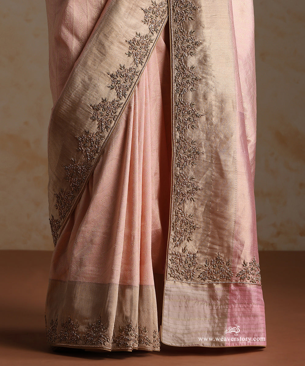 Pink_Zari_Handloom_Tanchoi_Pure_Katan_Silk_Banarasi_Sareee_With_Grey_Border_WeaverStory_04